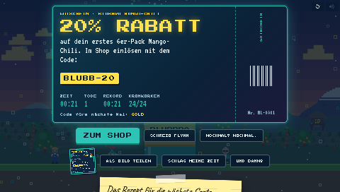Das Ticket am Ende mit Gutscheincode